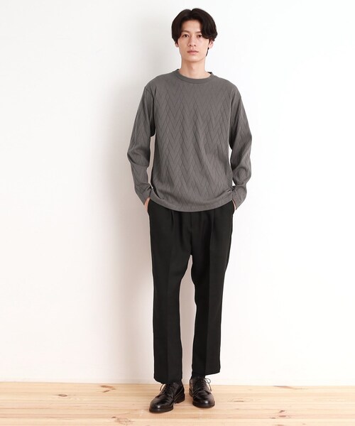 THE SHOP TK （ザ ショップ ティーケー ）の「ジオメトリックリンクス長袖Tシャツ ON／OFF兼用（Tシャツ/カットソー・メンズ・オフホワイト/チャコールグレー/ブラック・01/02/03/04）」の15枚目の写真