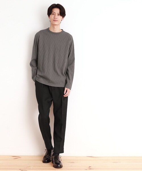 THE SHOP TK （ザ ショップ ティーケー ）の「ジオメトリックリンクス長袖Tシャツ ON／OFF兼用（Tシャツ/カットソー・メンズ・オフホワイト/チャコールグレー/ブラック・01/02/03/04）」の16枚目の写真