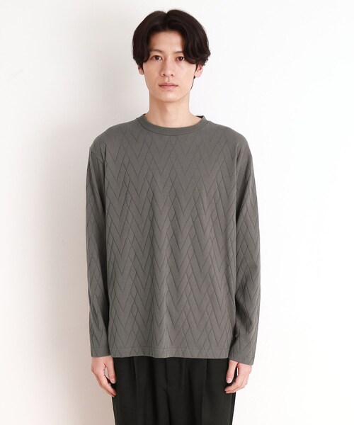 THE SHOP TK （ザ ショップ ティーケー ）の「ジオメトリックリンクス長袖Tシャツ ON／OFF兼用（Tシャツ/カットソー・メンズ・オフホワイト/チャコールグレー/ブラック・01/02/03/04）」の22枚目の写真