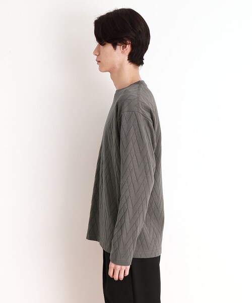 THE SHOP TK （ザ ショップ ティーケー ）の「ジオメトリックリンクス長袖Tシャツ ON／OFF兼用（Tシャツ/カットソー・メンズ・オフホワイト/チャコールグレー/ブラック・01/02/03/04）」の4枚目の写真