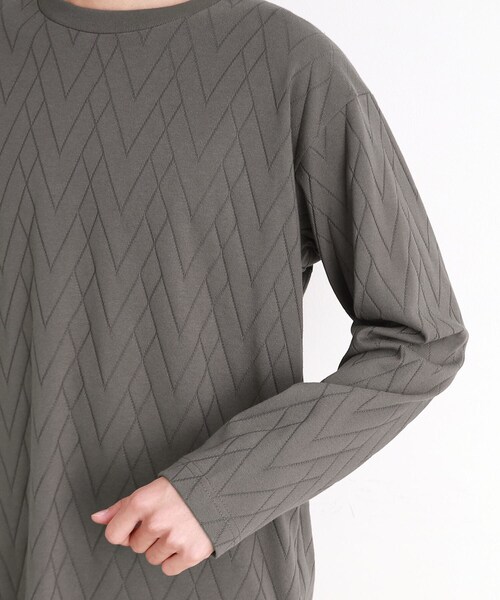 THE SHOP TK （ザ ショップ ティーケー ）の「ジオメトリックリンクス長袖Tシャツ ON／OFF兼用（Tシャツ/カットソー・メンズ・オフホワイト/チャコールグレー/ブラック・01/02/03/04）」の7枚目の写真