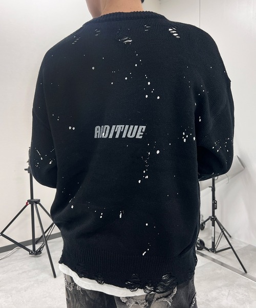 Figments（フィグメンツ）の「デストロイペイントオーバーニット（ニット/セーター・レディース・ブラック/グレー・FREE）」の22枚目の写真