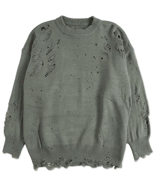 Figments（フィグメンツ）の「デストロイペイントオーバーニット（ニット/セーター・レディース・ブラック/グレー・FREE）」の13枚目の写真