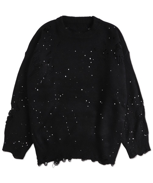 Figments（フィグメンツ）の「デストロイペイントオーバーニット（ニット/セーター・レディース・ブラック/グレー・FREE）」の16枚目の写真