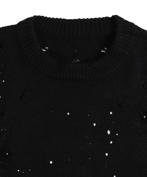 Figments（フィグメンツ）の「デストロイペイントオーバーニット（ニット/セーター・レディース・ブラック/グレー・FREE）」の17枚目の写真