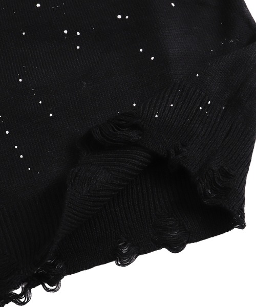Figments（フィグメンツ）の「デストロイペイントオーバーニット（ニット/セーター・レディース・ブラック/グレー・FREE）」の9枚目の写真
