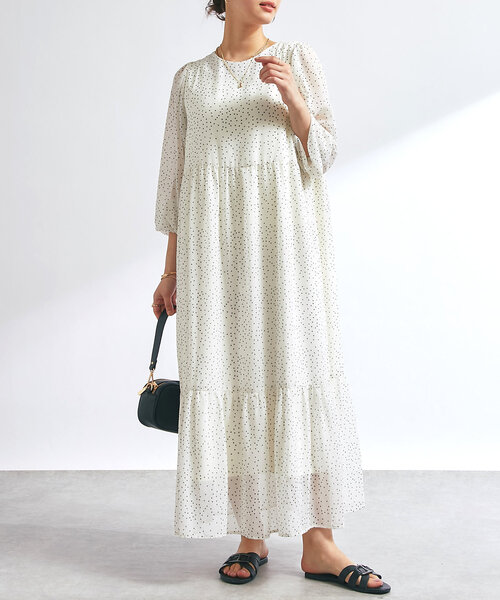 前後2WAYドットシフォンワンピース（ワンピース）｜un dix cors（アンディコール）