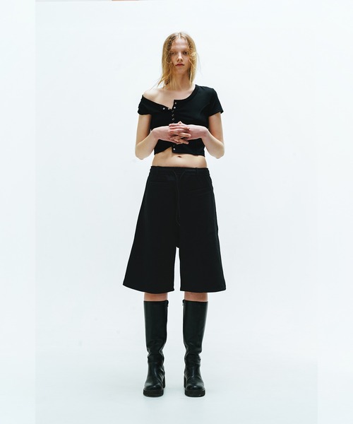 VIAVANDA（ヴィアヴァンダ）の「DISTORTION HALF SWEATPANTS（スウェットパンツ・レディース・ブラック/ライトグレー・FREE）」の12枚目の写真