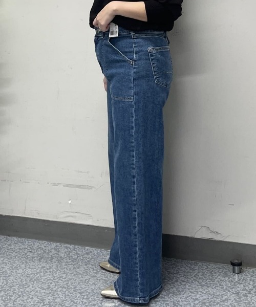 SOMETHING（サムシング）の「【SOMETHING】「LISA」レースアップワイド（デニムパンツ・レディース・ダークインディゴブルー・S/M/L/XS）」の16枚目の写真