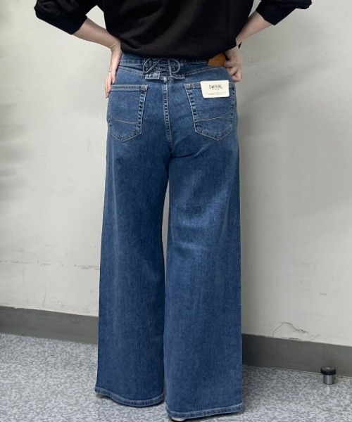 SOMETHING（サムシング）の「【SOMETHING】「LISA」レースアップワイド（デニムパンツ・レディース・ダークインディゴブルー・S/M/L/XS）」の15枚目の写真