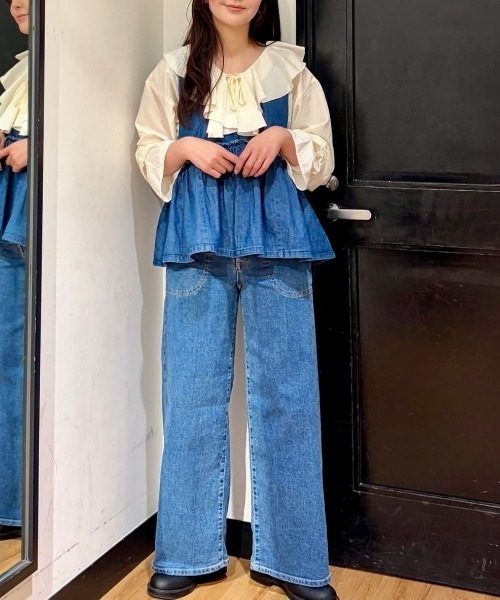 セール】【SOMETHING】「LISA」レースアップワイド（デニムパンツ