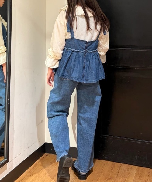 セール】【SOMETHING】「LISA」レースアップワイド（デニムパンツ