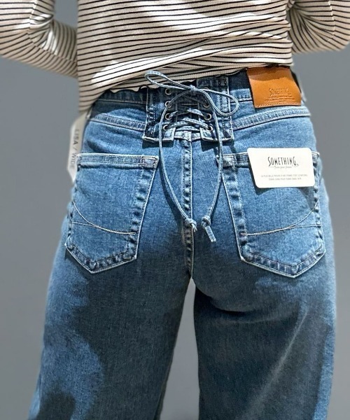 SOMETHING（サムシング）の「【SOMETHING】「LISA」レースアップワイド（デニムパンツ・レディース・ダークインディゴブルー・S/M/L/XS）」の22枚目の写真