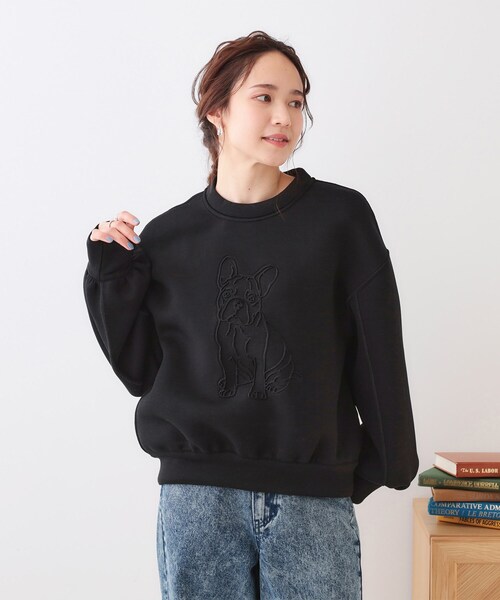 Cutie Blonde（キューティーブロンド）の「ドッグモチーフにこころ惹かれる　やわらかスウェット（スウェット・レディース・ブラック/オフホワイト・01/02/03/04）」の4枚目の写真