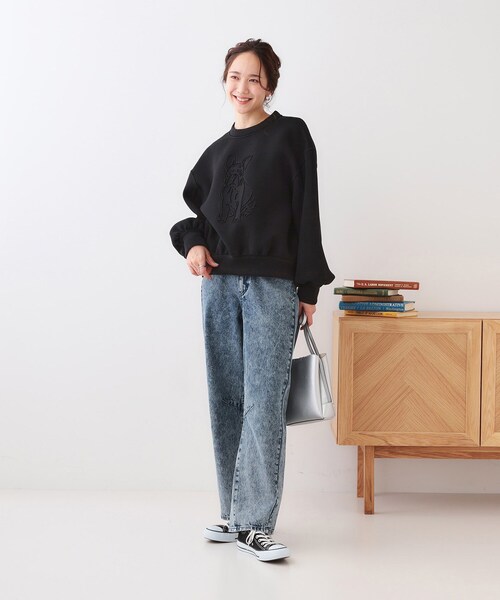 Cutie Blonde（キューティーブロンド）の「ドッグモチーフにこころ惹かれる　やわらかスウェット（スウェット・レディース・ブラック/オフホワイト・01/02/03/04）」の5枚目の写真