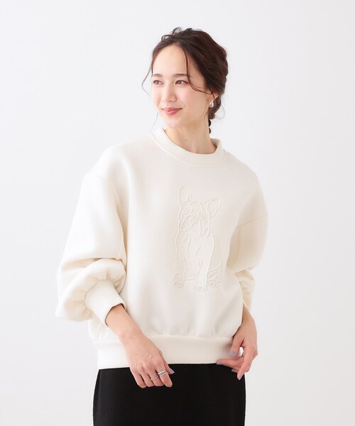 Cutie Blonde（キューティーブロンド）の「ドッグモチーフにこころ惹かれる　やわらかスウェット（スウェット・レディース・ブラック/オフホワイト・01/02/03/04）」の7枚目の写真