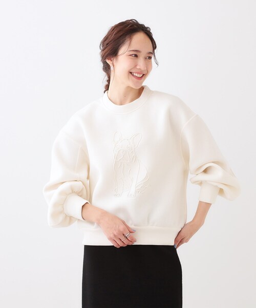 Cutie Blonde（キューティーブロンド）の「ドッグモチーフにこころ惹かれる　やわらかスウェット（スウェット・レディース・ブラック/オフホワイト・01/02/03/04）」の8枚目の写真