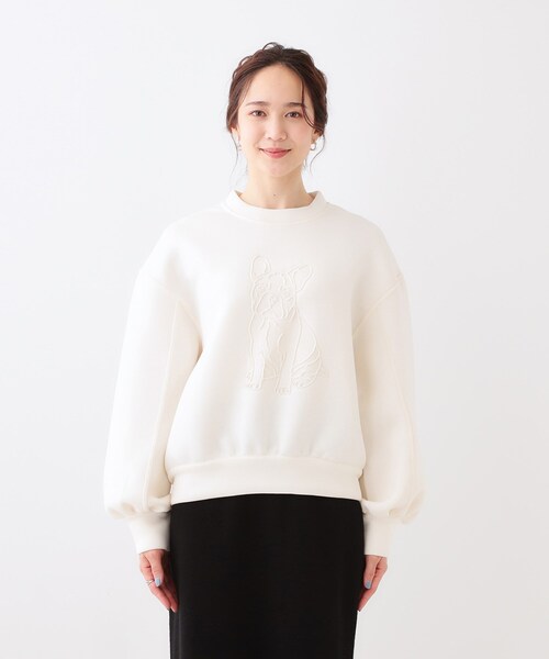 Cutie Blonde（キューティーブロンド）の「ドッグモチーフにこころ惹かれる　やわらかスウェット（スウェット・レディース・ブラック/オフホワイト・01/02/03/04）」の11枚目の写真