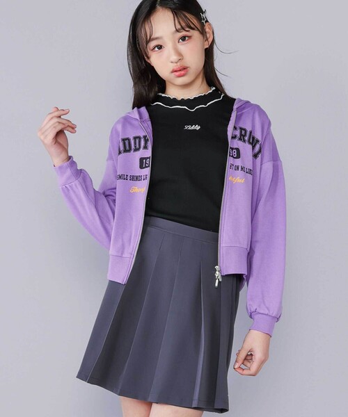 ZIDDY（ジディ）の「【 ニコ☆プチ 掲載 】テレコメロウトップス(130~160cm)（Tシャツ/カットソー・キッズ・ブラック/オフホワイト・130cm/140cm/150cm/FREE）」の5枚目の写真