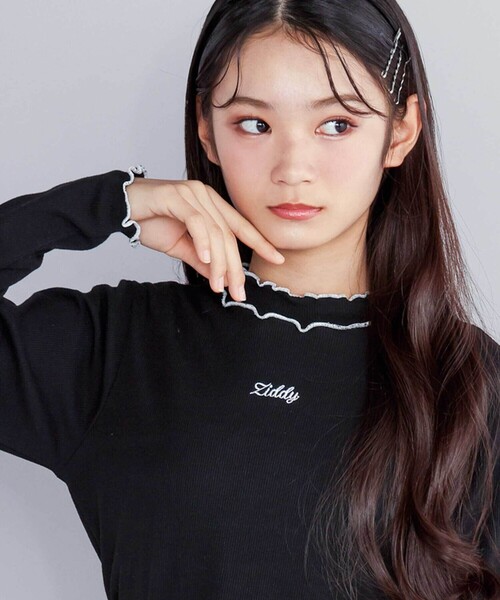 ZIDDY（ジディ）の「【 ニコ☆プチ 掲載 】テレコメロウトップス(130~160cm)（Tシャツ/カットソー・キッズ・ブラック/オフホワイト・130cm/140cm/150cm/FREE）」の7枚目の写真