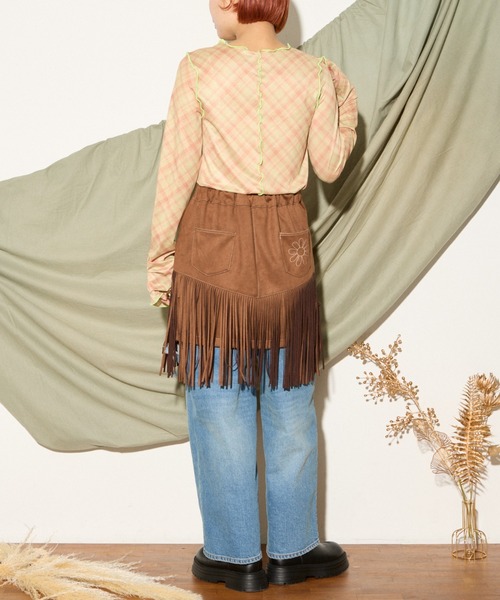 HELLO.SANFRANCISCO(ハローサンフランシスコ)の「【HELLO.SANFRANCISCO】チェックチュールトップス(Tシャツ/カットソー・レディース・ブルー/グレー/オレンジ/ブルー系その他/レッド・ONE SIZE)」の13枚目の写真