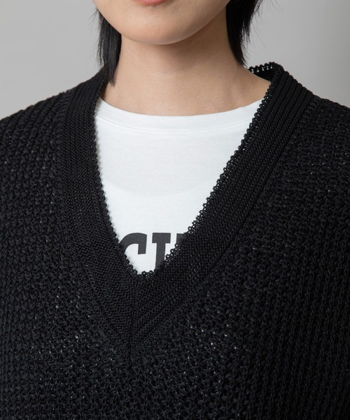 Munich（ミューニック）の「コットンニットVネックジレ（ベスト・レディース・オフホワイト/ピンク/カーキ/ブラック・FREE）」の21枚目の写真