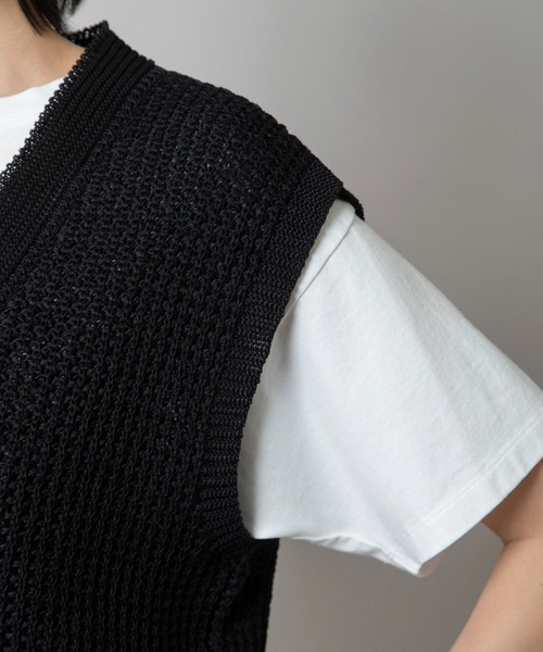 Munich（ミューニック）の「コットンニットVネックジレ（ベスト・レディース・オフホワイト/ピンク/カーキ/ブラック・FREE）」の22枚目の写真