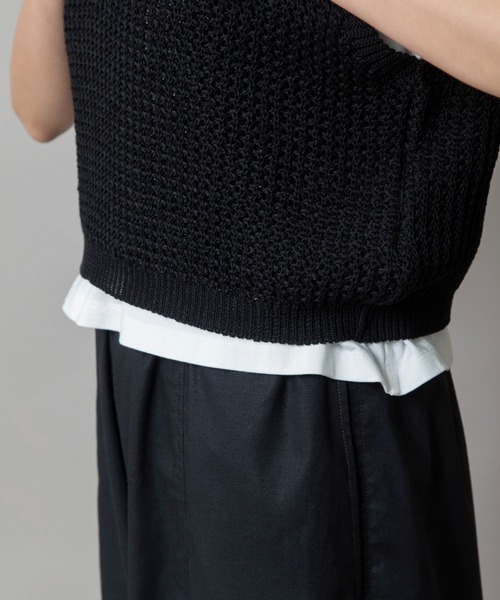 Munich（ミューニック）の「コットンニットVネックジレ（ベスト・レディース・オフホワイト/ピンク/カーキ/ブラック・FREE）」の13枚目の写真