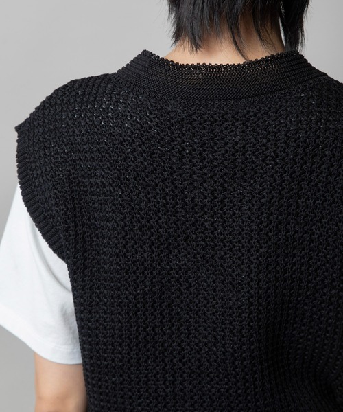 Munich（ミューニック）の「コットンニットVネックジレ（ベスト・レディース・オフホワイト/ピンク/カーキ/ブラック・FREE）」の14枚目の写真