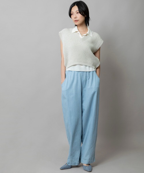 Munich（ミューニック）の「コットンニットVネックジレ（ベスト・レディース・オフホワイト/ピンク/カーキ/ブラック・FREE）」の16枚目の写真