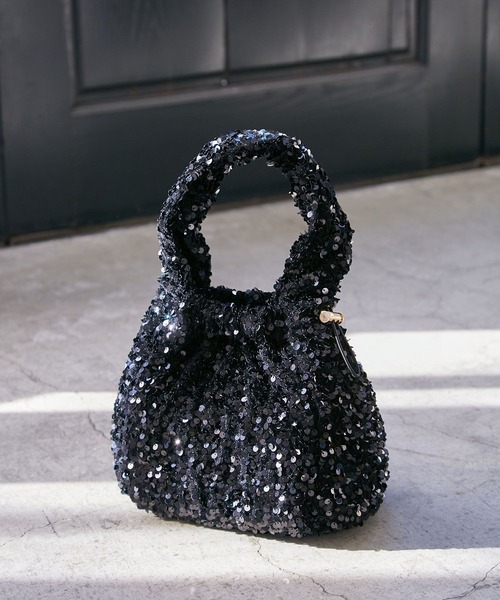 VIS（ビス）の「ローズ&スパンコールドロストバッグ（ハンドバッグ・レディース・ブラック/キナリ/ブラック系その他3・FREE）」の7枚目の写真