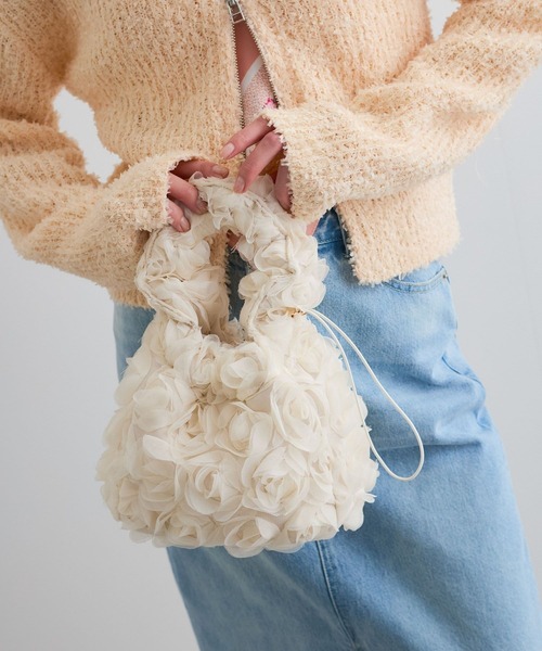 VIS（ビス）の「ローズ&スパンコールドロストバッグ（ハンドバッグ・レディース・ブラック/キナリ/ブラック系その他3・FREE）」の10枚目の写真