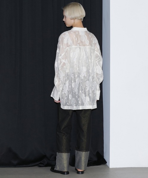 ROSE BUD（ローズバッド）の「(GENE HEAVENS)シアードビー ワイドスリーブ シャツ（シャツ/ブラウス・レディース・ホワイト/ブラック/イエロー・ONE SIZE）」の6枚目の写真