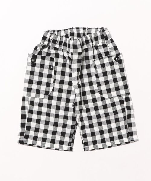 Crescent(クレッセント)の「ギンガムチェック・ストライプ柄6分丈パンツ(その他パンツ・キッズ・ブラック・130/90/100/110/120)」の1枚目の写真