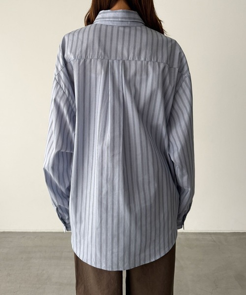 CANAL JEAN（キャナルジーン）の「Elmar　胸刺繍ストライプシャツ（シャツ/ブラウス・レディース・ネイビー/サックスブルー・ONE SIZE）」の12枚目の写真