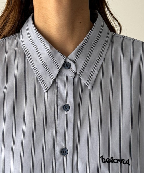 CANAL JEAN（キャナルジーン）の「Elmar　胸刺繍ストライプシャツ（シャツ/ブラウス・レディース・ネイビー/サックスブルー・ONE SIZE）」の13枚目の写真