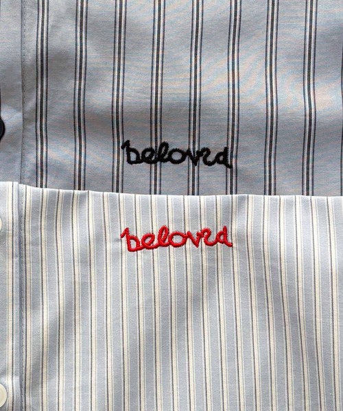 CANAL JEAN（キャナルジーン）の「Elmar　胸刺繍ストライプシャツ（シャツ/ブラウス・レディース・ネイビー/サックスブルー・ONE SIZE）」の3枚目の写真