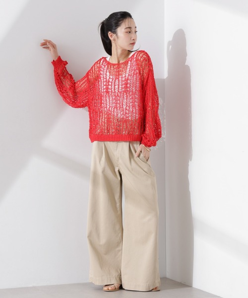 NANO universe（ナノユニバース）の「テープヤーンメッシュニットトップス（ニット/セーター・レディース・ブラック/ホワイト/レッド・FREE）」の21枚目の写真