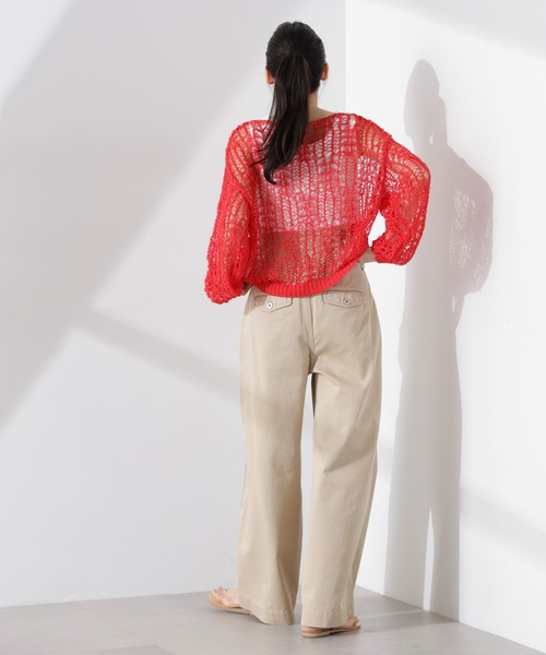 NANO universe（ナノユニバース）の「テープヤーンメッシュニットトップス（ニット/セーター・レディース・ブラック/ホワイト/レッド・FREE）」の22枚目の写真