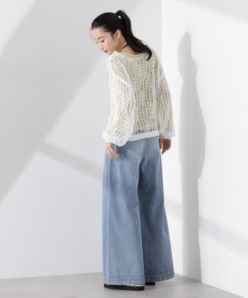 NANO universe（ナノユニバース）の「テープヤーンメッシュニットトップス（ニット/セーター・レディース・ブラック/ホワイト/レッド・FREE）」の17枚目の写真