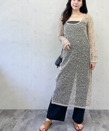 カットメッシュバックオープンワンピース