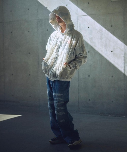ADAM PATEK(アダムパテック)の「mj10567-sheer mesh camouflage hooded blouson ブルゾン(ブルゾン・メンズ・ブラック/ホワイト・2/1)」の6枚目の写真