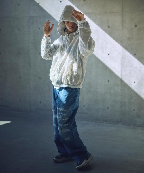 ADAM PATEK(アダムパテック)の「mj10567-sheer mesh camouflage hooded blouson ブルゾン(ブルゾン・メンズ・ブラック/ホワイト・2/1)」の7枚目の写真