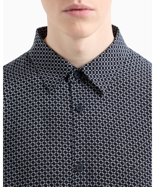 ARMANI EXCHANGE（アルマーニエクスチェンジ）の「【A|X アルマーニ エクスチェンジ】マイクロプリント 長袖シャツ/REGULAR+（シャツ/ブラウス・メンズ・ネイビー系1/ホワイト系1・LARGE/SMALL/X-LARGE/MEDIUM/X-SMALL/XX-LARGE）」の7枚目の写真
