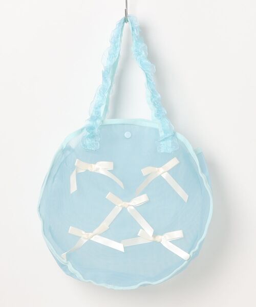 Kids Foret（キッズフォーレ）の「リボン付きプールバッグ（スイムグッズ・キッズ・サックスブルー/ラベンダー・FREE）」の2枚目の写真