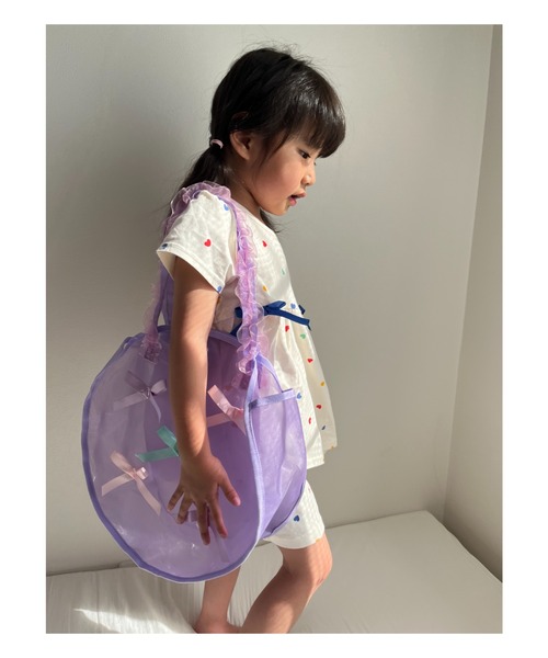 Kids Foret（キッズフォーレ）の「リボン付きプールバッグ（スイムグッズ・キッズ・サックスブルー/ラベンダー・FREE）」の6枚目の写真