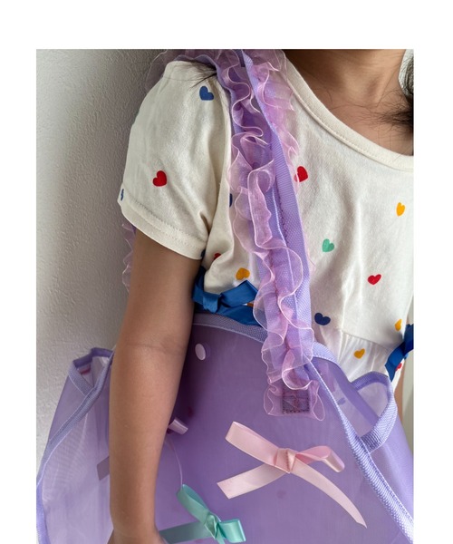 Kids Foret（キッズフォーレ）の「リボン付きプールバッグ（スイムグッズ・キッズ・サックスブルー/ラベンダー・FREE）」の7枚目の写真