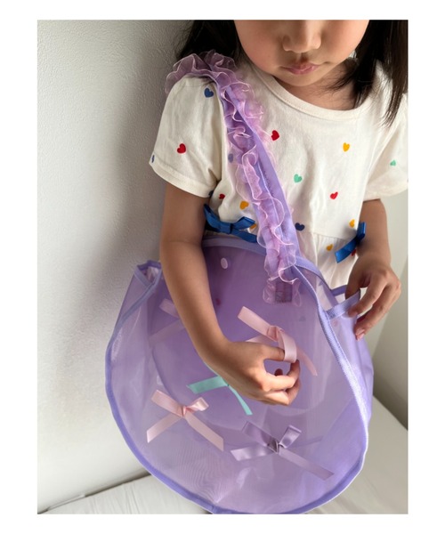 Kids Foret（キッズフォーレ）の「リボン付きプールバッグ（スイムグッズ・キッズ・サックスブルー/ラベンダー・FREE）」の8枚目の写真