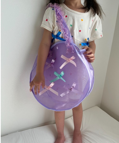 Kids Foret（キッズフォーレ）の「リボン付きプールバッグ（スイムグッズ・キッズ・サックスブルー/ラベンダー・FREE）」の9枚目の写真