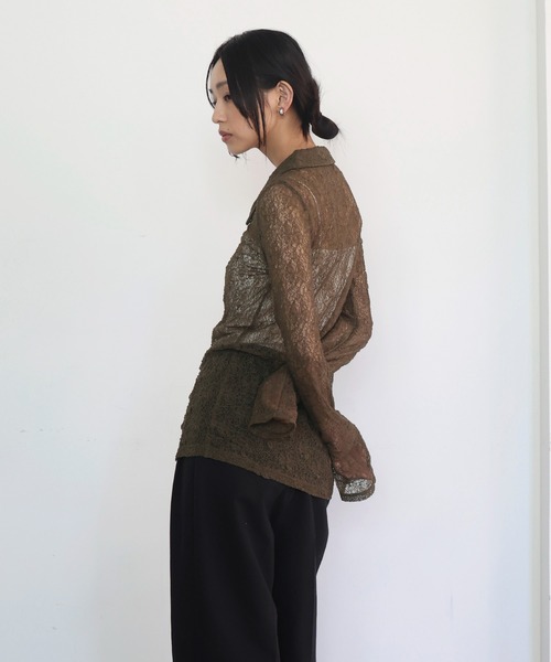 hellam（へラム）の「襟付きレースチュニックカーデ（カーディガン/ボレロ・レディース・アイボリー/ブラック/ブラウン/レッド・FREE）」の13枚目の写真